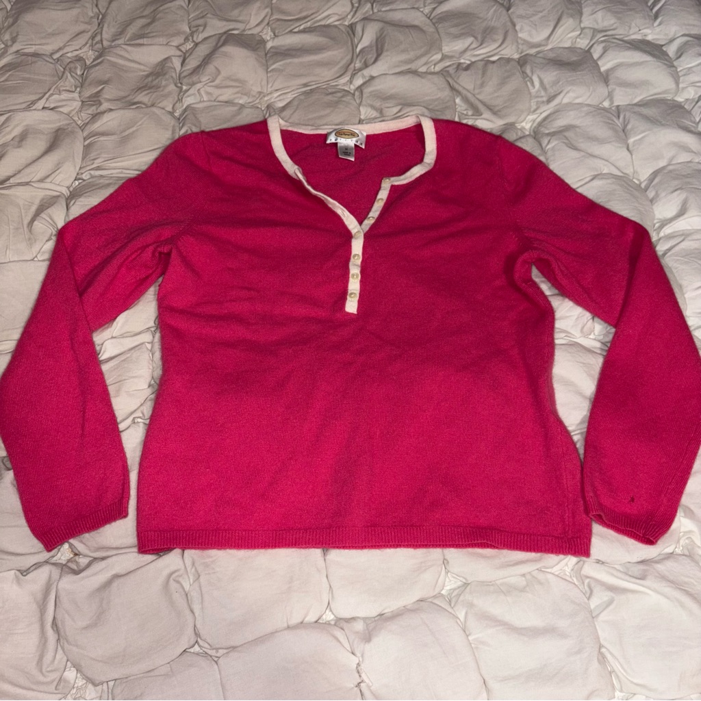 Talbots V-Neck Sweater In Vibrant Pink